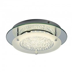 Lámpara de techo plafón LED, Serie Creta, armazón metálico y cristal, iluminación LED integrada, 12W