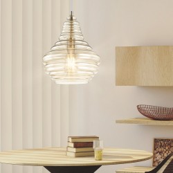 Lámpara de techo Colgante clásico, Serie Macao, soporte de techo metálico en acabado cuero, 1 luz