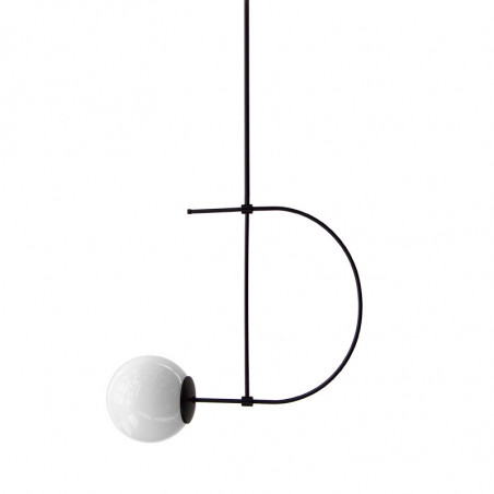 Lámpara de techo colgante, armazón metálico en acabado negro, 1 luz, con difusor en bola Ø 16 cm