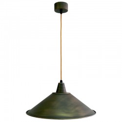 Lámpara de techo colgante, estilo retro, armazón metálico en varios acabados, con cable de plancha marrón, 1 luz