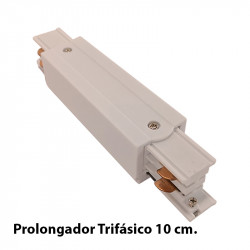 Prolongador Trifásico 10 cm, en acabado blanco.