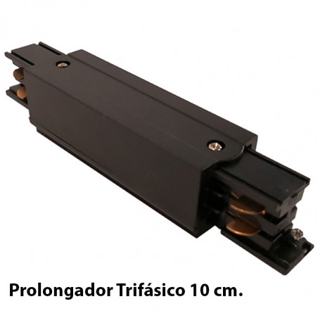 Prolongador Trifásico 10 cm, en acabado negro.