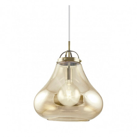 Lámpara de techo colgante moderno, Serie Capri, armazón metálico en acabado cuero, 1 luz