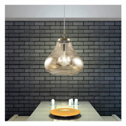 Lámpara de techo colgante moderno, Serie Capri, armazón metálico en acabado cuero, 1 luz