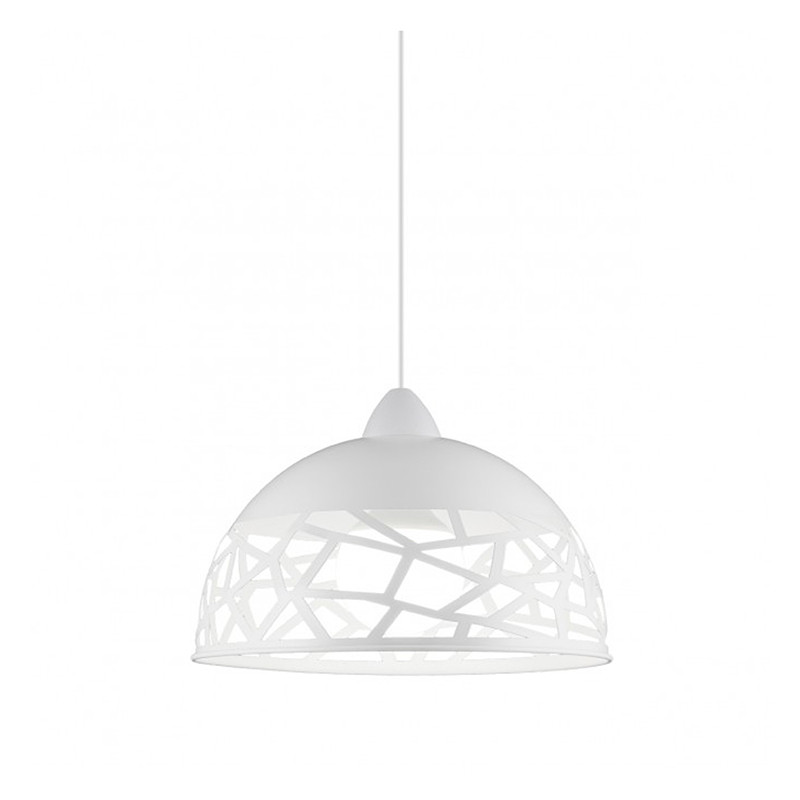 Lámpara de techo colgante moderno, Serie Pang, 1 luz, con difusor metálico en acabado blanco.