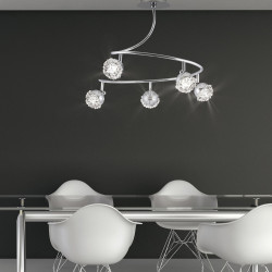 Lámpara de techo moderna LED, Serie Stella, armazón metálico en acabado cromo brillo, 5 luces