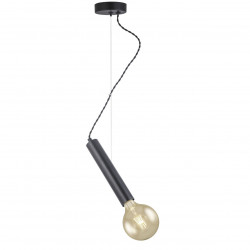 Lámpara de techo colgante moderno, Serie Corvo, armazón metálico en acabado negro, 1 luz E27, SIN bombilla.