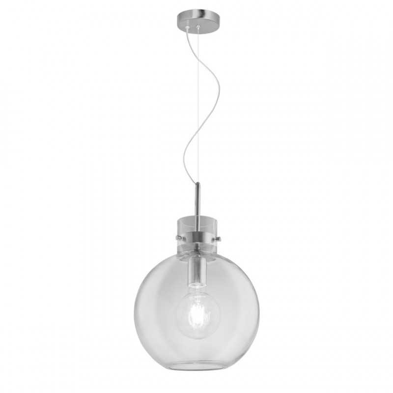 Lámpara de techo colgante moderno, Serie Marfa, armazón metálico en acabado níquel satinado, 1 luz