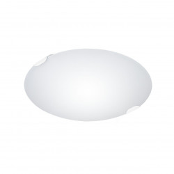 Lámpara de techo plafón, Serie Ceilin, armazón metálico, 2 luces, con difusor de vidrio curvado en acabado blanco.