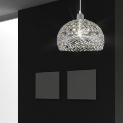 Lámpara de techo colgante, Serie Airana, armazón metálico en acabado cromo brillo, 1 luz, pantalla