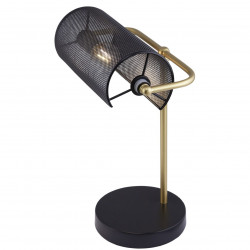 Lámpara de sobremesa retro, Serie Bufete, armazón metálico en acabado negro y dorado, 1 luz