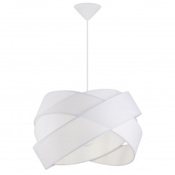 Lámpara de techo colgante moderno, Serie Fractal, pendel blanco, 1 luz, con pantalla de tela en acabado blanco.