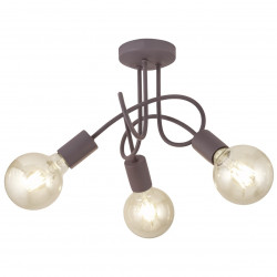 Lámpara de techo moderna, Serie Tenor, armazón metálico en acabado marrón, 3 luces, SIN bombillas.