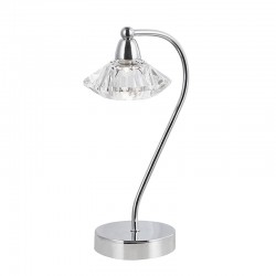 Lámpara de sobremesa, Serie Chic, estructura metálica en acabado cromo brillo, 1 luz, con tulipa transparente.