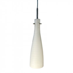 Lámpara de techo colgante moderno, armazón metálico en acabado níquel satinado, 1 luz, con difusor de cristal.