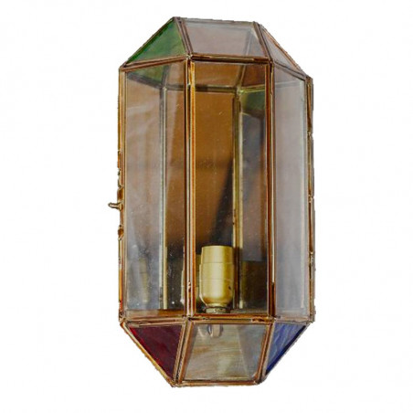Aplique de pared granadino rectangular con cristal transparente y color