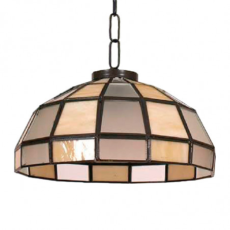 Lámpara de techo colgante, estilo granadino, armazón metálico en acabado oro viejo o negro, 1 luz, con difusor Ø 45 cm