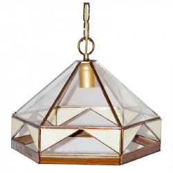 Lámpara de techo colgante, estilo granadino, armazón metálico en acabado dorado, 1 luz, con difusor Ø 27 cm,