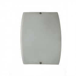 Aplique de pared moderno, Serie Bari, armazón metálico en acabado blanco, 2 luces, con difusor de cristal en acabado ácido mate.