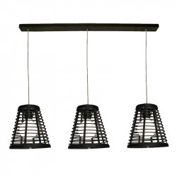 Lámpara de techo, Serie Lombok Cono, armazón metálico en acabado negro, 3 luces, con pantalla Ø 21 cm