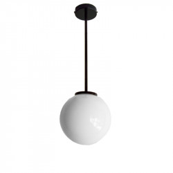 Lámpara de techo colgante, armazón metálico en acabado negro, 1 luz, con difusor de vidrio soplado en bola Ø 20 cm