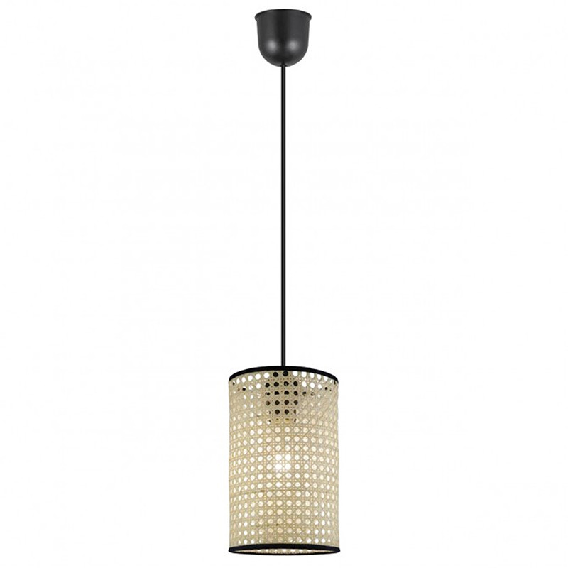 Lámpara de techo colgante, Serie Dafne, pendel de plástico negro, 1 luz, con pantalla cilíndrica Ø 15 cm.