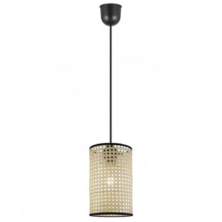Lámpara de techo colgante, Serie Dafne, pendel de plástico negro, 1 luz, con pantalla cilíndrica Ø 15 cm.