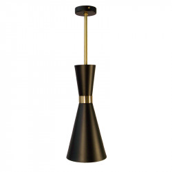 Lámpara de techo colgante, armazón metálico en acabado negro, con elementos de latón en acabado satinado, 1 luz