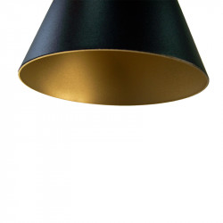 Lámpara de techo colgante, armazón metálico en acabado negro, con elementos de latón en acabado satinado, 1 luz