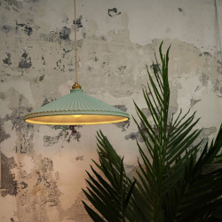 Lámpara de techo colgante retro vintage, Serie Elena, estructura metálica con portalámparas metálico dorado, 1 luz