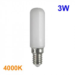 Bombilla LED E14, mini tubular 3W 220lm 4.000K 300º de apertura.