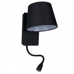 Aplique de cabecero, Serie Nabia, estructura metálica en acabado negro, con lector LED