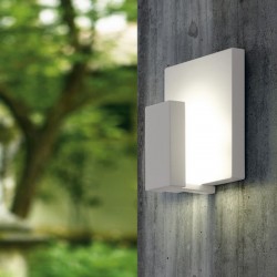 Aplique de pared para exterior, iluminación LED Serie Pardela., en acero galvanizado lacado en blanco 2x2.5W