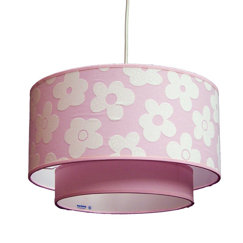 Lámpara de techo colgante infantil, Serie Azahar, de pantalla doble, en rosa