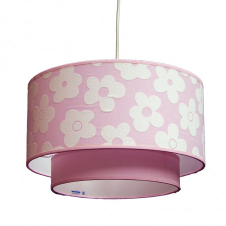 Lámpara de techo colgante infantil, Serie Azahar, de pantalla doble, en rosa