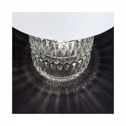 Lámpara de sobremesa de rinconera, Serie Malmo, estructura metálica en acabado negro y cristal, 2 luces