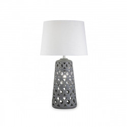 Lámpara de sobremesa de rinconera, Serie Monaco, estructura de cerámica en acabado gris, con iluminación interior.