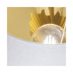 Lámpara de sobremesa de rinconera, Serie Oris, estructura metálica en acabado dorado, 1 luz, con pantalla