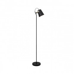 Lámpara Pie de Salón, Serie Lupen, estructura metálica en acabado negro, con elementos en acabado cuero, 1 luz.