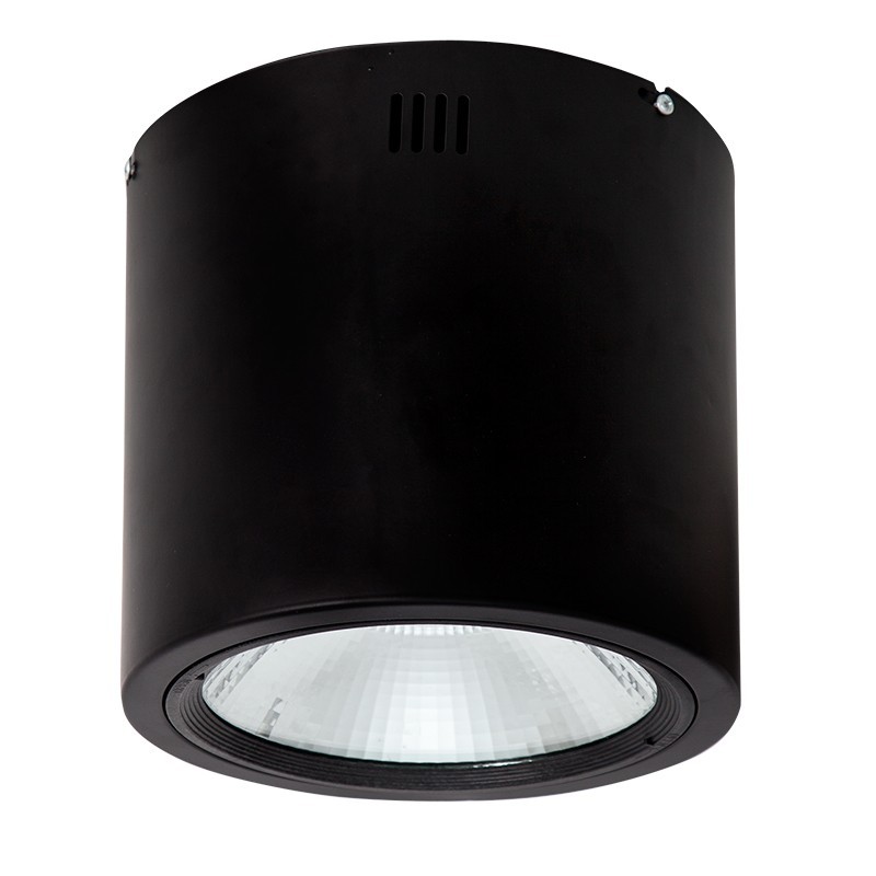 Foco de superficie LED, Serie Tubular, estructura metálica en acabado negro, iluminación LED integrada, 40W