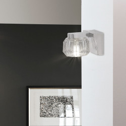 Aplique de pared para baño, Serie Artax, estructura metálica en acabado cromo brillo, 1 luz, con tulipa
