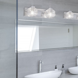 Aplique de pared para baño, Serie Artax, estructura metálica en acabado cromo brillo, 2 luces.