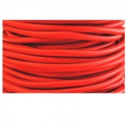 Cable textil plancha + PVC 2x0.75 Manguera redonda, en acabado rojo.