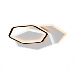 Lámpara Plafón LED, Serie Trix Hexagonal, estructura de metal y acrílico, acabado blanco, con elementos en acabado negro