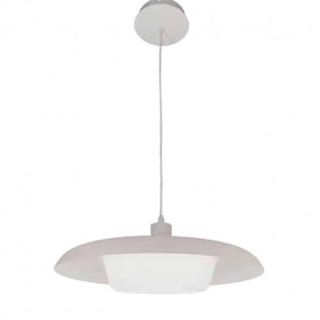 Lámpara de techo colgante moderno LED, Serie Enok, estructura de metal y acrílico en acabado blanco