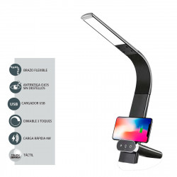 Lámpara flexo moderno LED, Serie Arquik, estructura de metal y PVC, brazo flexible, iluminación LED integrada, 8W