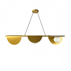Lámpara de techo, Serie Authie, estructura metálica en acabado dorado, con cable textil en acabado negro, 3 luces