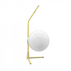 Lámpara de sobremesa, Serie Aisne, estructura de latón en acabado satinado, 1 luz, con bola de cristal Ø 16 cm