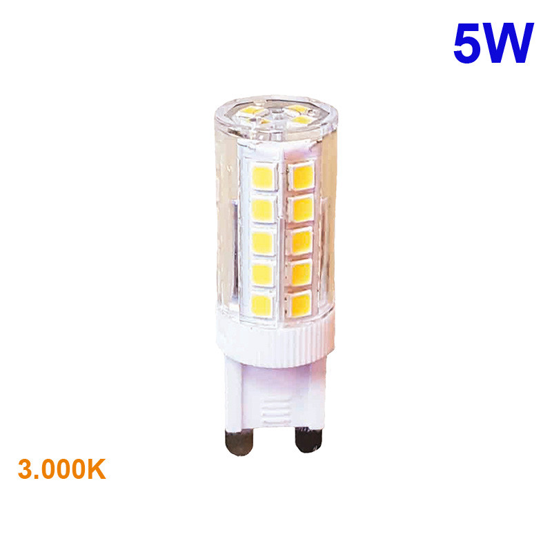 Bombilla LED G9, de cerámica, 5W 420 lm 3.000K, 4.500K ó 6.000K, 360º de apertura.
