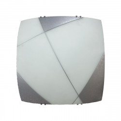 Plafón moderno, estructura metálica en acabado blanco, con elementos en acabado cromo brillo, 5 luces